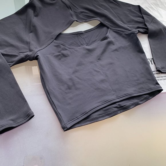 BNWT NEW RELEASE GYMSHARK ELEVATE 3/4 SLEEVE CROP TOP BLACK XS - Picture 10 of 11
